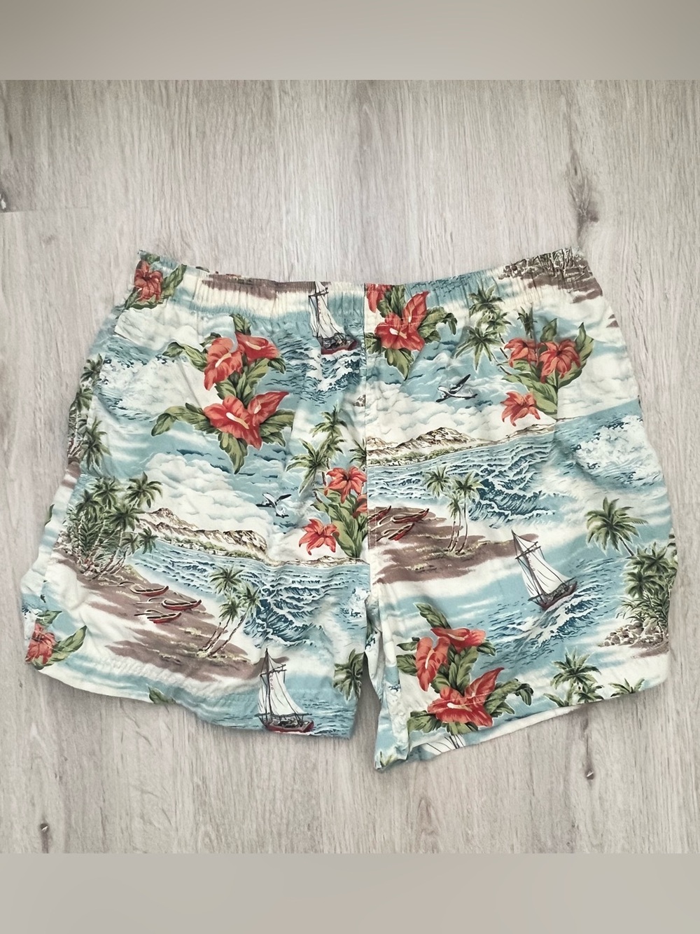 Polo Sport Hawaiian Tropical Floral Shorts Men XL Island Cruise Beach Y2K Preppy